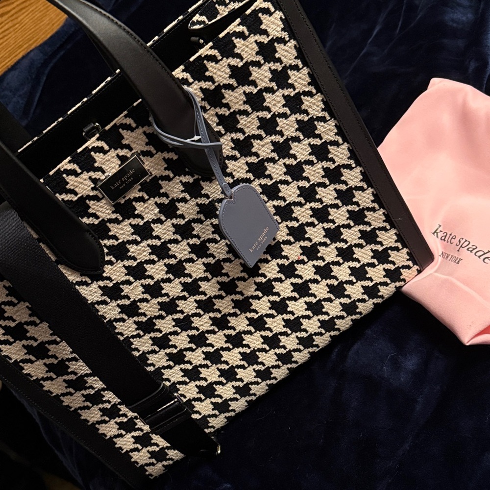 Kate Spade Black and White Houndstooth Tote